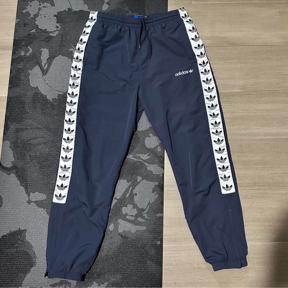 Adidas Dark Blue Track Pants with White Logo - Picture 1 of 3